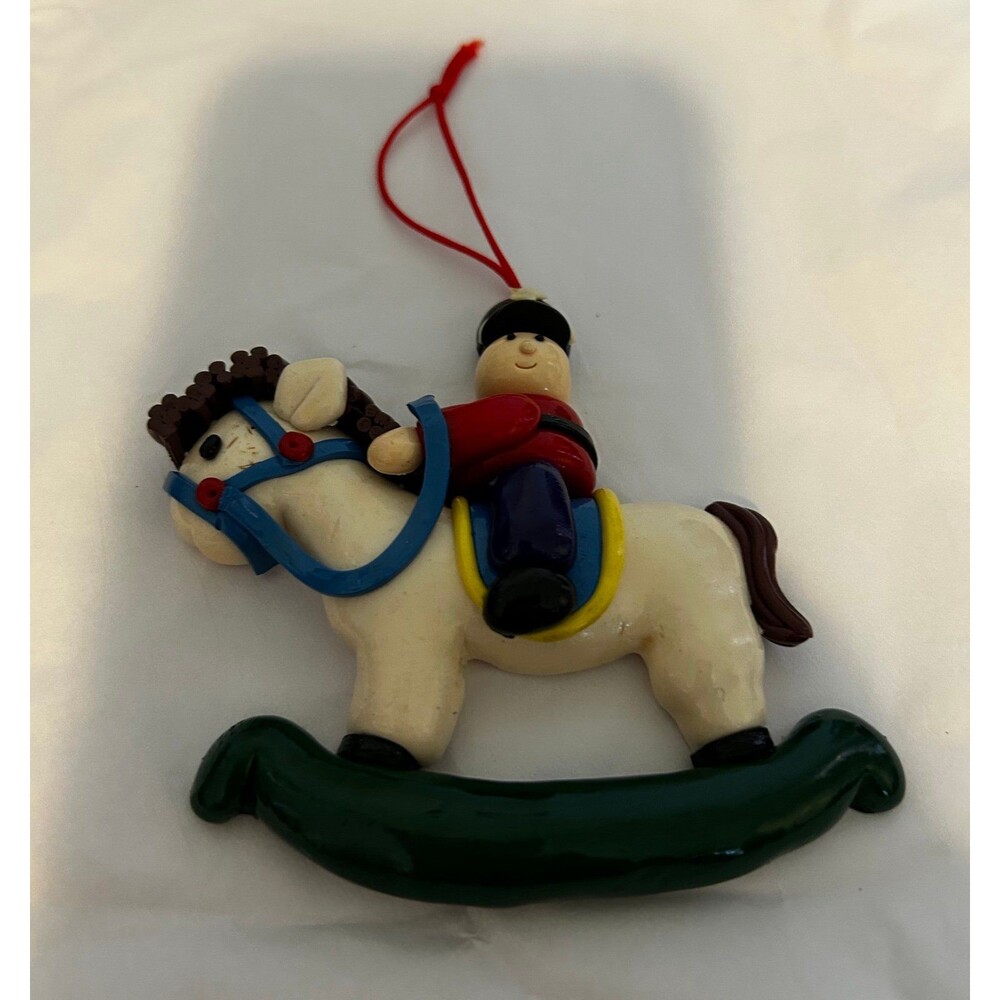 Colorful Christmas Ornament Rocking Horse Toy with Rider